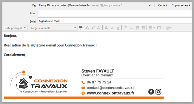 Signature e-mail - Connexion Travaux, courtier en travaux