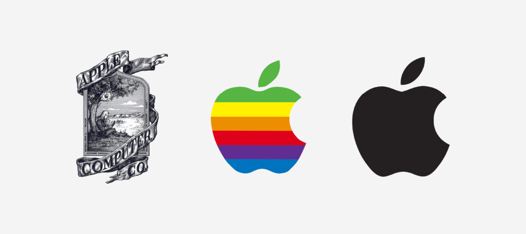 quelques logos de l'histoire d'Apple