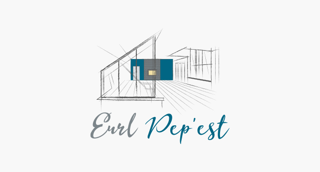 Conception graphique du logo de l'EURL Pep'est, société basée à Dompaire spécialisée dans les travaux d’aménagement intérieur : plâtrerie, isolation, électricité, plomberie et peinture