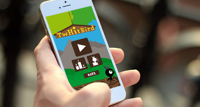 Design du jeu TwHit Bird disponible sur mobile et tablette.