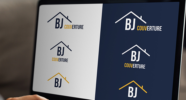 Création du logo et de ses variantes pour BJ Couverture, entreprise située à Cauroy dans les Ardennes spécialisée dans la couverture, la zinguerie, le bardage, la charpente, les fenêtres de toit, l'isolation, le dépannage et l'entretien