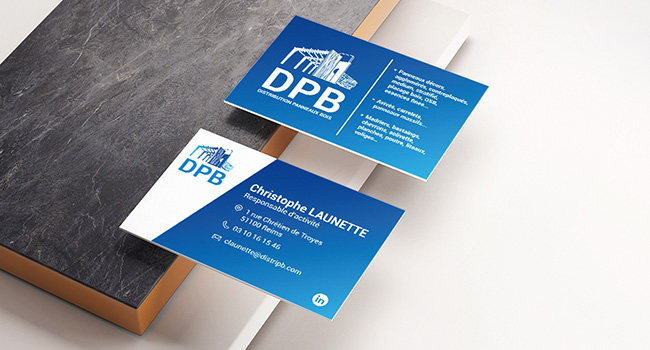 Création du logo et la carte de visite pour les collaborateurs de la société DPB Distribution Panneaux Bois, Reims