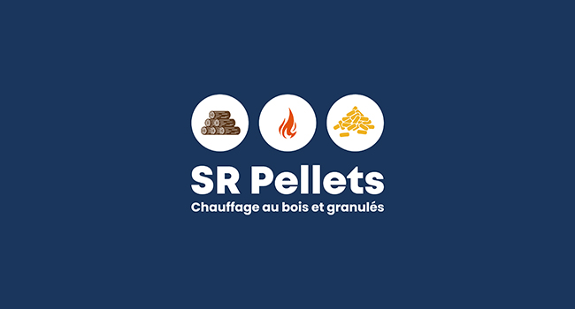 charte graphique : logo de SR Pellets, entreprise spécialisée dans les énergies renouvelables située à Montmort-Lucy dans la Marne