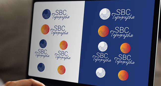 Création du logo et de ses variantes pour SBC Topographie, une entreprise située à Courville dans la Marne. Une identité visuelle nécessaire à la société spécialisée dans la topographie.