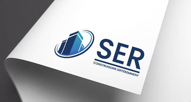 Réalisation du logo SER, entreprise B2B spécialisée dans les domaines de l’électricité générale, de la plâtrerie et de l’aménagement à Witry-lès-Reims