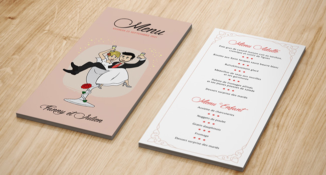 graphiste mariage à Reims - design menu mariage