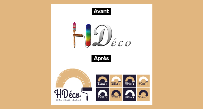 Refonte du logo, modernisation et nouvelle identité graphique pour HDéco, société située à Couffé spécialisée dans la peinture, la décoration et le ravalement