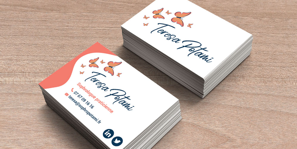 avis projet graphiste freelance reims - carte de visite - sophrologue Reims Teresa Potami