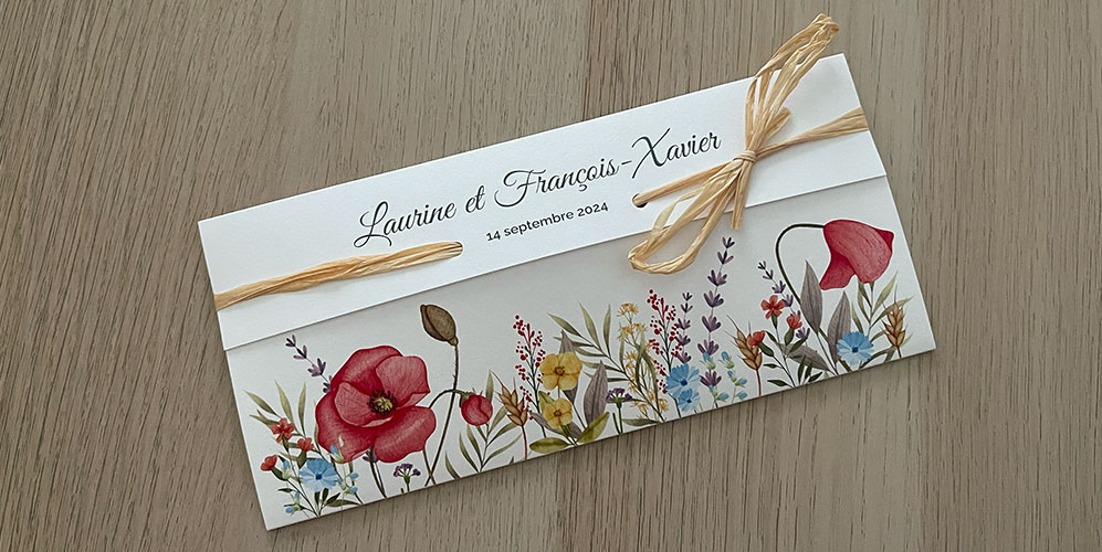 avis création du design d'un faire-part de mariage floral sur mesure